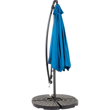 Double parasol rectangulaire extérieur 4,5m, manivelle, bleu (pied non inclus)