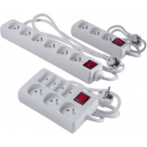 Multiprises avec interrupteur Bloc rectangulaire 7 prises (3 x 16A + 4 x 6A)