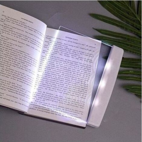 Lampe de lecture LED transparente, idéale pour lire au lit le soir, panneau d'éclairage pleine page, lampe sans fil (blanche). (1/4)
