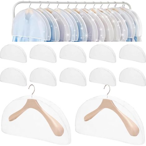 Juego de 12 bolsas de ropa blancas, funda antipolvo transparente, bolso de hombro, bolsa para trajes, fundas para ropa (1/5)