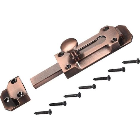 Verrou coulissant (8,1 cm) 1 pièce, verrou de sécurité en alliage de zinc avec vis - pour meubles, portail de jardin, bronze rouge