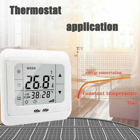 Thermostat Programmable - Pour Chauffage Au Sol Électrique - Écran LCD Rétroéclairé - Montage Encastré - 230 V - 16 A - 1 Pièce (1/4)