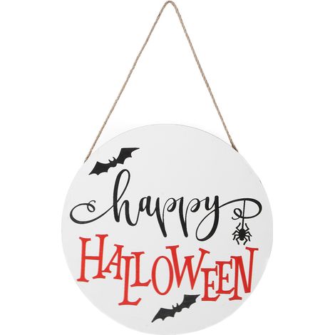 Halloween-Hängeschild aus Holz – Dekoration für Garten und Haus – Weiß, astfrei (1/5)