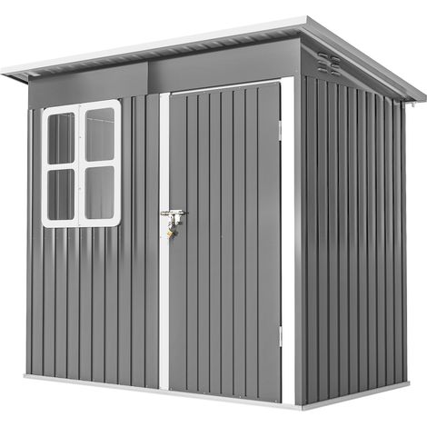 Gartenhaus aus Stahl mit abschließbarer Tür, Fenster und Belüftung, 2,2 x 1,3 m, Grau