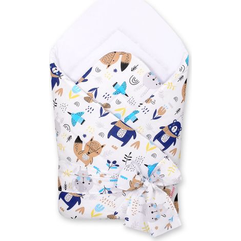 Fascia morbida bifacciale per neonati con lacci - orsacchiotti blu navy