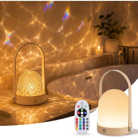 Lampe océan projecteur de vagues salle de bain, LED 16 couleurs, batterie 4000 mAh IP65 télécommande (1/5)
