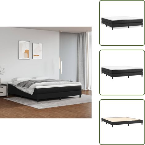 Bettgestell Schwarz 160x200 cm Kunstleder - Betten - Bettgestell - Doppelbett - Schlafzimmermöbel - Kunstlederbettwäsche
