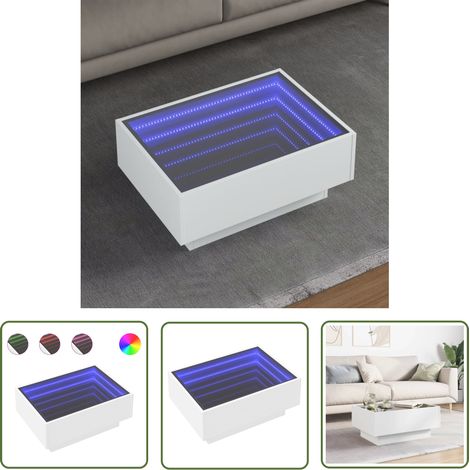 vidaXL LED-Couchtisch Weiß 70x50x30 cm Holzwerkstoff (1/5)