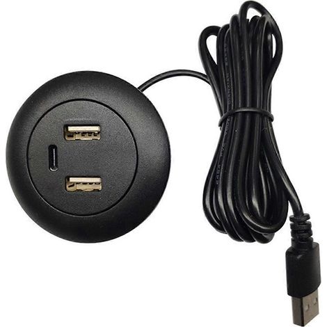 Hub USB de bureau avec trou intégré, chargeur USB Type-C 3 en 1 (1/5)