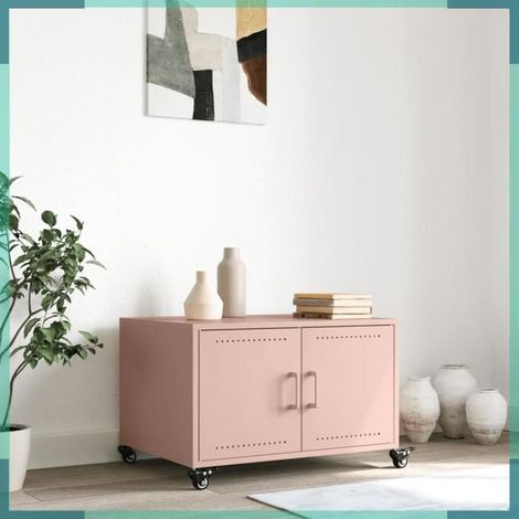 846687 Table basse rose 68x50x43,5 cm acier (1/5)