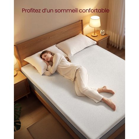 Matelas 160 x 200 cm 20 cm épaisseur soutien mi-ferme 7 zones housse amovible salon en mousse bleu (1/2)