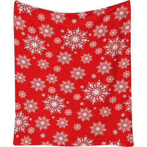 Plaid De Noël - 127 x 152 cm - Imprimé Flocons De Neige - Pour Canapé Fauteuil Lit Bureau - 1 Pièce (1/5)