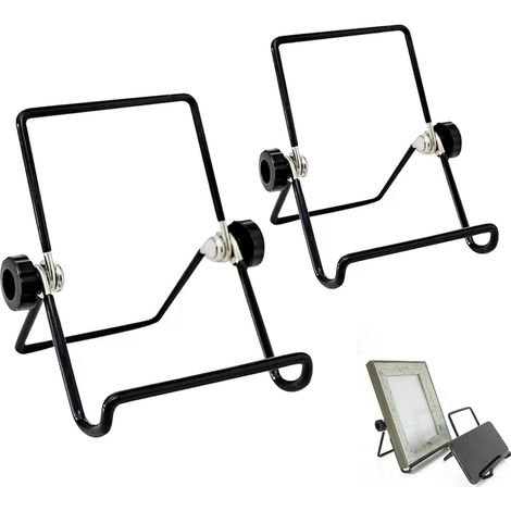 Sollbry soportes plegables para fotos, marcos, placas, caballetes decorativos, ajustables, plegables, para tabletas, caballetes pequeños, soportes de exhibición de metal para fotos, libros, platos y á (1/4)