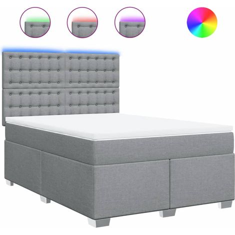 Maison Exclusive - Cama box spring con colchón tela gris claro 14