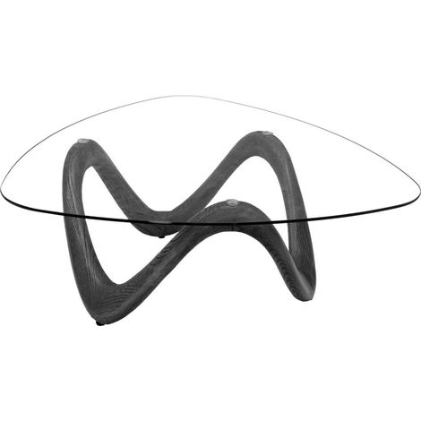 Amadeus - Table basse ronde en verre et finition wengé Ø106 cm Vague