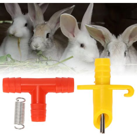 100 unités/vente de distributeur d'eau automatique jaune lapin, type bec de canard intégré, pour lapins, furets et renards. (1/5)