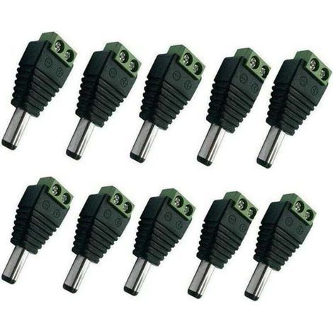 Connettori maschio per cavo di alimentazione CC da 5,5 mm x 2,1 mm per telecamere di videosorveglianza - Confezione da 10 (1/4)