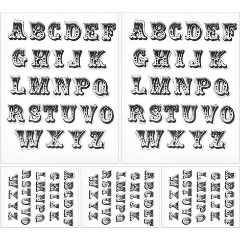 Lot de 5 tampons transparents TPR pour journaling DIY, alphabet majuscule en caoutchouc clair, outil de scrapbooking T1771 (1/5)