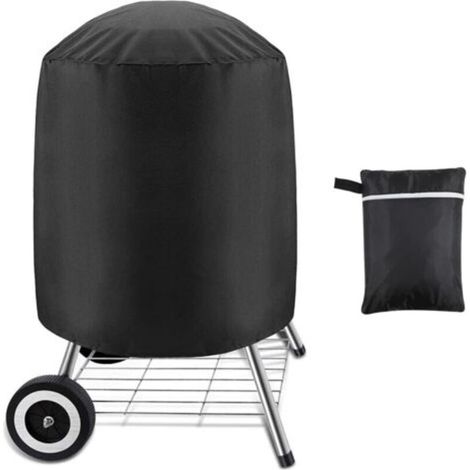 Lot de 1, housse pour grill à charbon, housse imperméable pour grill extérieur, grill rond, noir, (70 x 70 cm) (1/4)
