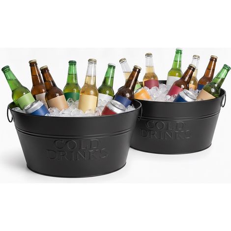 Relaxdays refrigeratore per bottiglie XXL, set da 2, metallo, 24 l, per spumante, champagne, vino, nero (1/5)