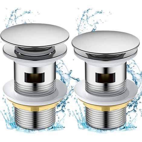 Desagüe de fregadero emergente de 2 uds, drenaje de fregadero de baño cromado, drenaje de fregadero con desbordamiento para lavabo de baño con orificio de 1/4" (1/5)