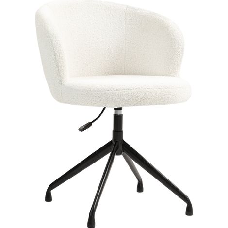 Sedia da ufficio ergonomica con sedile girevole, altezza regolabile, portata massima 120 kg, rivestimento in tessuto a coste bianco.