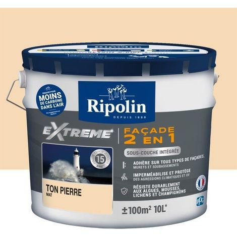 Ripolin – Peinture façade 2 en 1 avec sous-couche intégrée – Mat – 10L – Résine siloxane – Haute tenue jusqu'à 15 ans