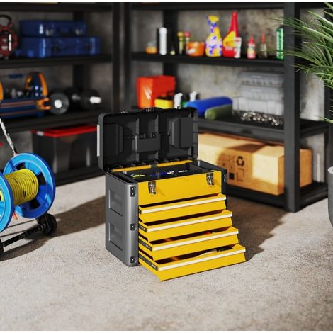 Boîte à outils vide à 4 tiroirs, 49,7 x 25,3 x 40,7 cm, jaune HAVRYA (1/5)