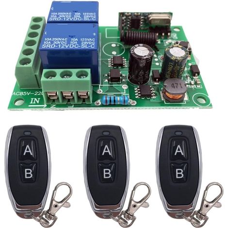 Kit d'ouvre-portes automatiques Récepteur et émetteur de relais ca à télécommande sans fil universelle 433MHz for le contrôle universel de la porte de garage et de la porte pour accessoires de portail (1/5)