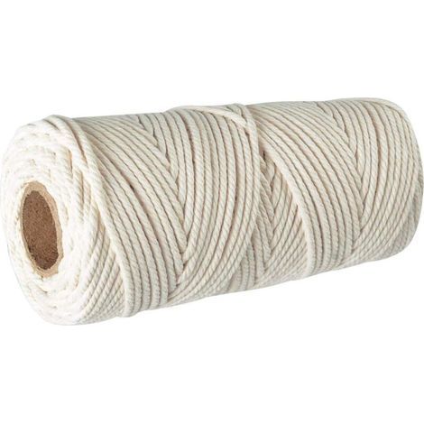 pair Corde Coton Macramé 3mm, 100m Fil de Coton,100% Naturel Fil de macramé,Ficelle Corde de Tressée DIY de Tapisserie de Plante Cintre de Drapeau de Table de Décoration Artisanat Suspendues-Fei Yu