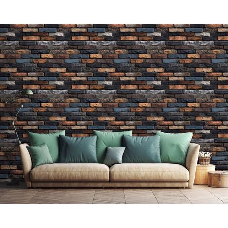 Wallarena Vliestapete Ziegel Mauer, für Wohnzimmer und Schlafzimmer, 10 m x 50 cm – Komplettset inkl. Kleister & Anleitung (1/5)