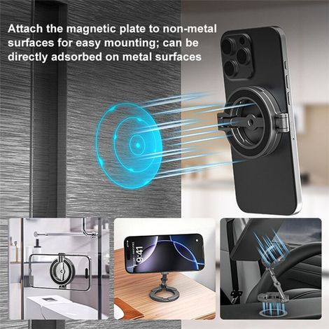 Supporto magnetico a doppio anello PULUZ per telefono, ideale per auto, specchietto retrovisore e palestra. (1/2)