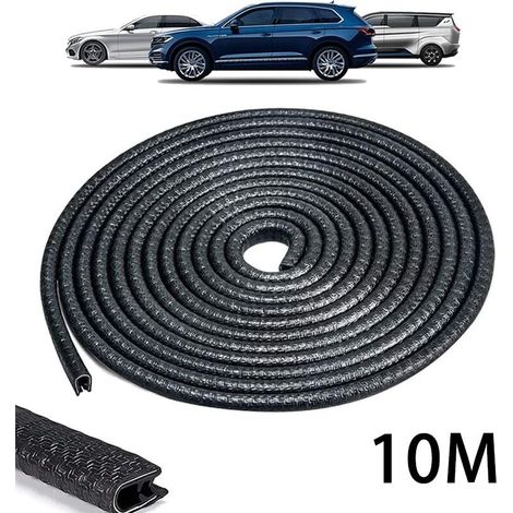 Cinta protectora de borde de puerta de goma negra de 10 m, sin adhesivo, en forma de U, resistente al desgaste, para la mayoría de los bordes de puertas de automóviles. (1/5)