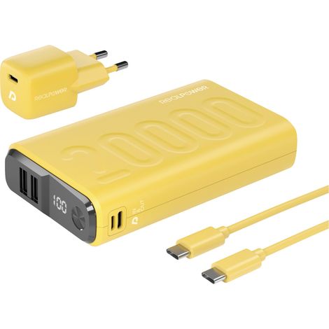 RealPower PB-20000 Power Pack Powerbank 20000 mAh  Li-Ion USB, USB-C® Gelb (1/5)