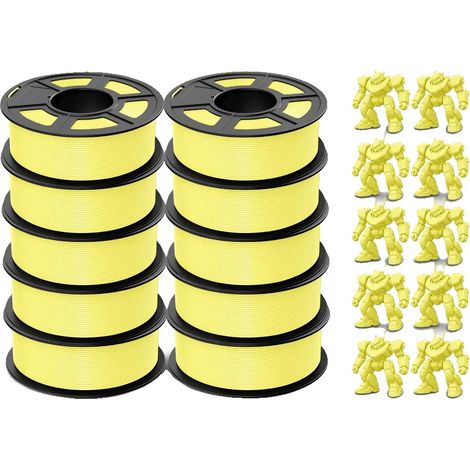 Filamento PLA per stampa 3D, diametro 1,75 mm, set da 10 pezzi, compatibile con stampanti FDM, PLAMT L-Yellow 10pcs (1/2)
