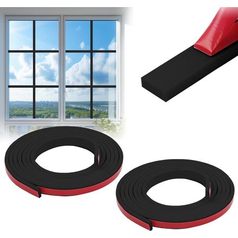 Moulure Adhésive,10m au Total Inserts de Grille de Fenêtre Auto-Adhésifs Moulures à Décoller et à Coller pour Murs Moulures de Décoration pour Cadres de Fenêtres,TPE Moulure Flexible Convient (Noir) (1/5)