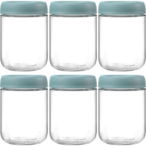 Bocaux En Verre - 16 Oz - Couvercles Étanches - Embouchure Large - Pour Confitures Salades Yaourts - Lot De 6 (1/5)