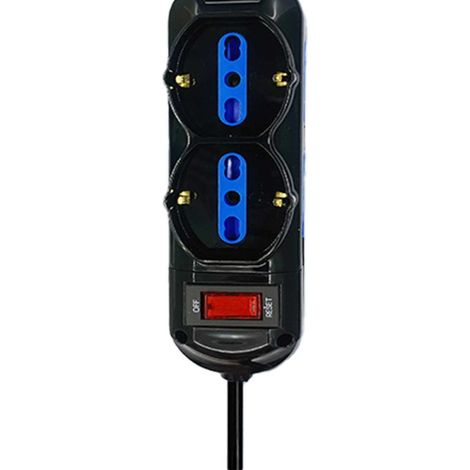 Multipresa Ciabatta Elettrica a 6 Posti 4 Prese 10A/16A + 2 Presa 10A/16A Bipasso Schuko con Interruttore e Spina 10A Cavo 3m Nero (1/3)