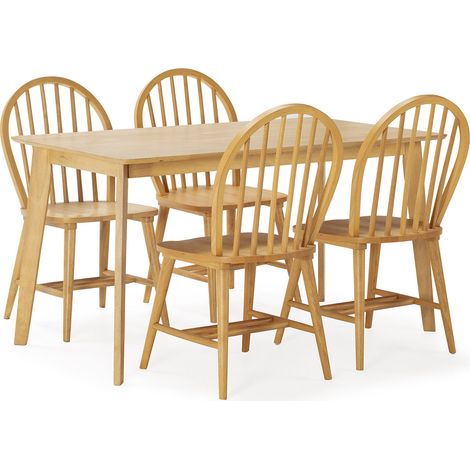 Juego de mesa 140x80 cm y 4 sillas de comedor Clarck color Roble (1/5)