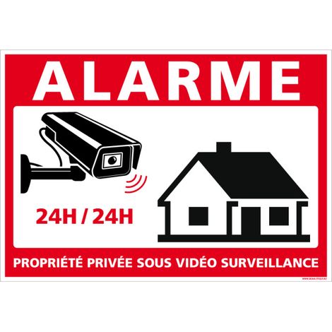Signaletique.Biz France – Panneau alarme propriété privée sous vidéo surveillance 24h/24 – Panneau PVC ou alu – Autocollant résistant aux intempéries – 210 x 150 mm