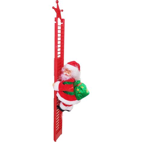 Père Noël automate grimpant sur échelle de corde, Père Noël lumineux et Père Noël grimpant musical, décoration de Noël Père Noël (1/5)