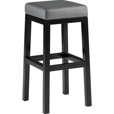 Sgabello da bar x1 seduta quadrata rivestita in similpelle grigia altezza seduta 78 cm struttura in metallo nero 100005992