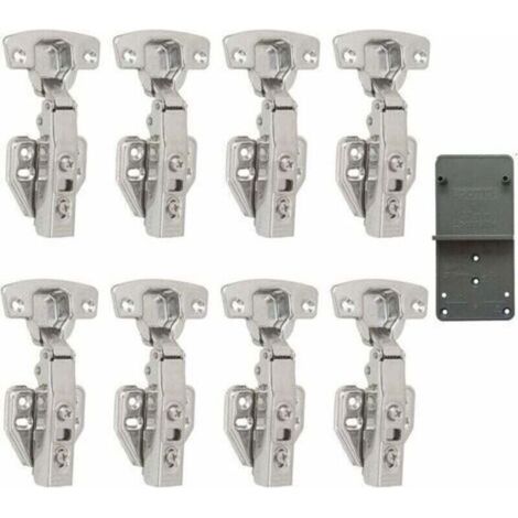 Pr Furniture Hinge,110 Degree Full Overlap 35mm Close Hinges with Hydraulic Damper Self Closing Hinge for Kitchen Door Cabinets 8 Pcs (1/4)