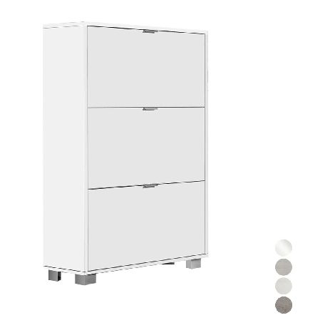 SCARPIERA CON 3 RIBALTE IN NOBILITATO- cm L76xH118xP30 Bianco Lucido- DH- pezzi 1