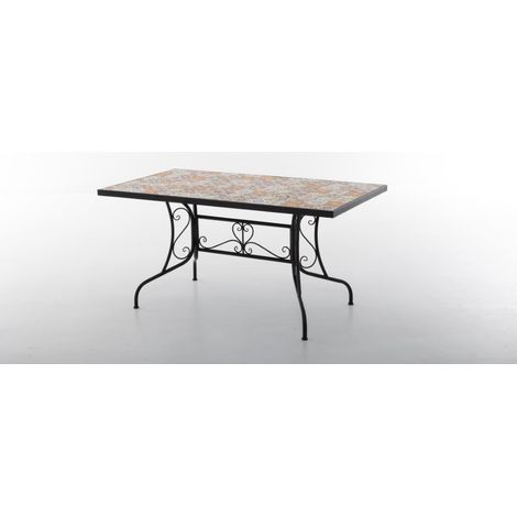Tavolo mod. Taormina da giardino con mosaico colore nero 150x80x73 cm