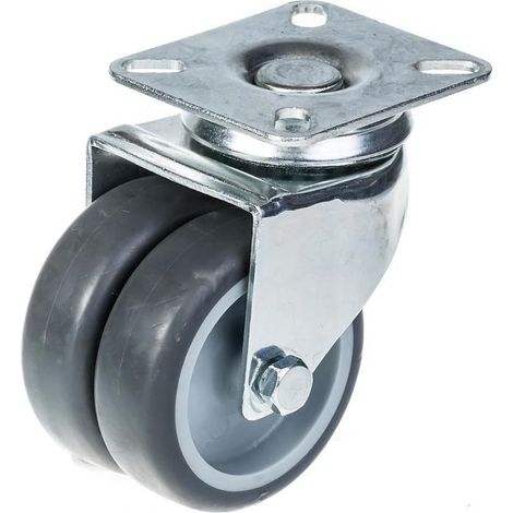 Rueda giratoria - 75 mm - Caucho gris - Capacidad 100 kg - Montaje en platina