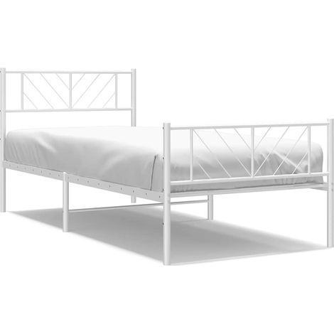 Lit simple，Lit adulte，Cadre de lit métal sans matelas et pied de lit blanc 100x200 cm CFW5414675 (1/5)