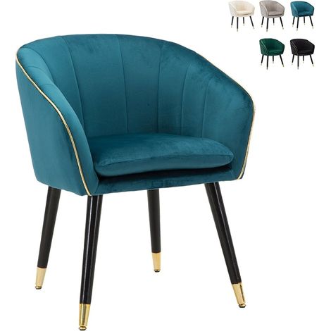 Sillón de terciopelo con ribete dorado Paris - Azul Marino (1/5)