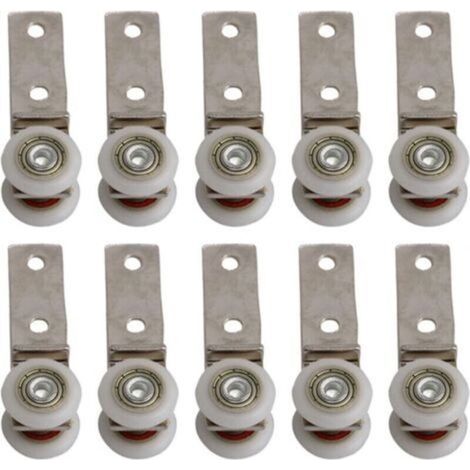 6,5 x 1,9 cm Coude de conduit en métal Roulement Bloc de poulie avec deux Plastique de roue pour porte coulissante fenêtre Cabinet NPTERBL (1/4)