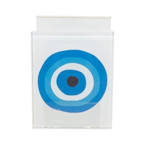 Bougeoir Photophore Décoratif en Verre Motif Œil Bleu et Transparent 415201 - 7x6.5x9cm - PANGIVO (1/3)